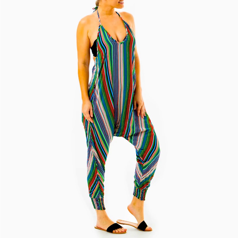 Buddha Pants striped halter jumpsuit